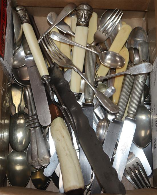 A quantity of plated flatware etc.